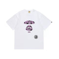 BAPE Style Abstract Deconstructed Ape Head Tee - White/Purple