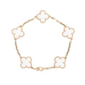 Van Cleef & Arpels CLOVER 5 MOTIF ROCK CRYSTAL PINK GOLD BRACELET