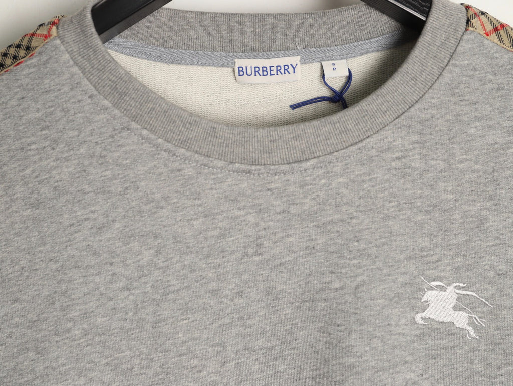 Burberry Check Tape Crewneck Sweatshirt - Gray